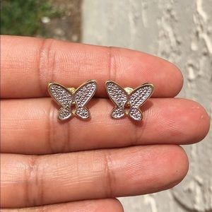 𝅺butterfly 2 tone gold filled earrings